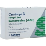 Omnitrope Somatropina 10 mg / 1,5 mL Solución Inyectable x 1 cartucho