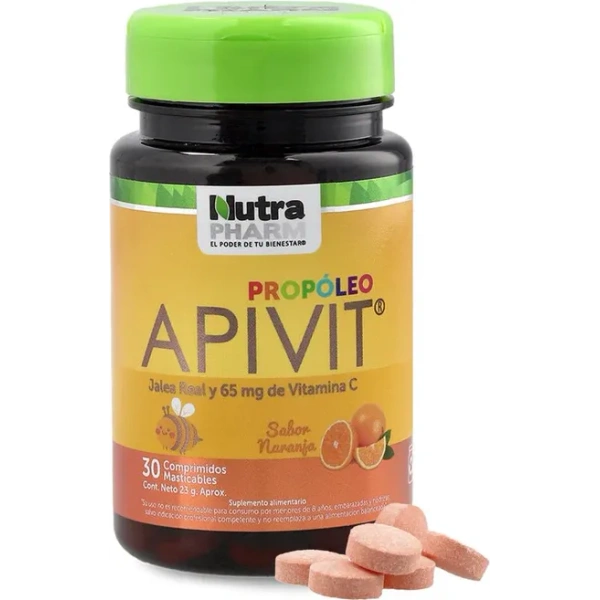 Apivit Niño Propóleo, Jalea Real, VitC, 30 Comprimidos Masticables