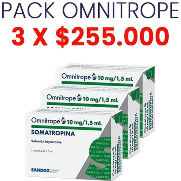 Pack Omnitrope 10 mg/1,5 ml (Somatropina) x3 cartuchos – Sandoz