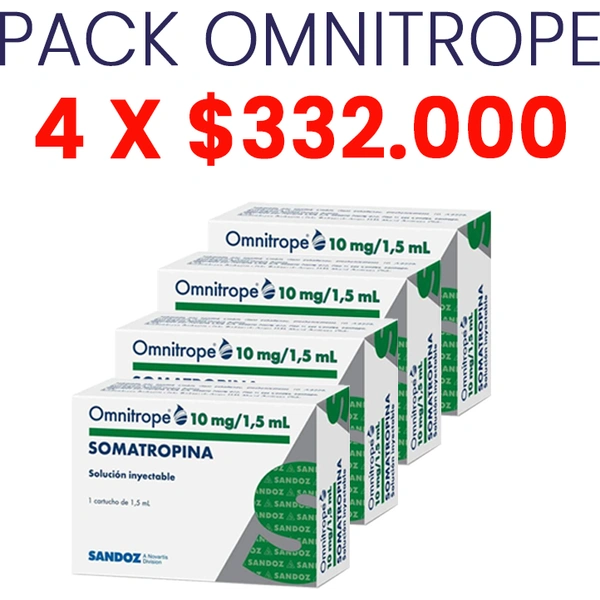 Pack Omnitrope 10 mg/1,5 ml (Somatropina) x4 cartuchos – Sandoz