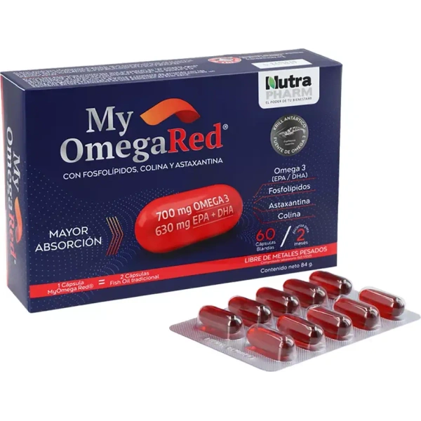 My OmegaRed 700 mg Omega 3, 630 mg EPA + DHA, 60 cápsulas