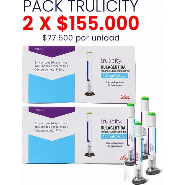 Pack 2 Trulicity Dulaglutida 1.5 mg/0.5 ml