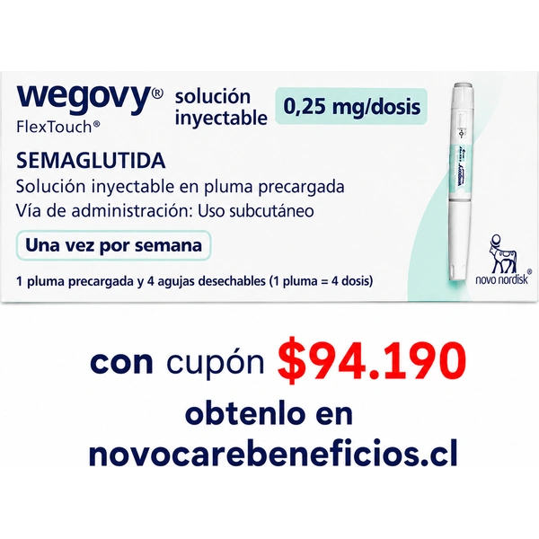 Wegovy 0,25 mg (Semaglutida) Inyectable Penfill + 4 agujas
