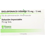 Diclofenaco 75 mg/3 ml X 5 Ampollas